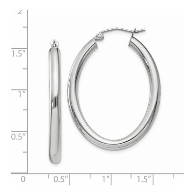 14K White Gold Oval Tube Hoop Earrings – view 5