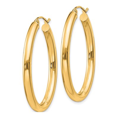 14K Yellow Gold Oval Tube Hoop Earrings – view 2