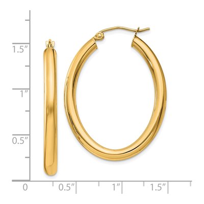 14K Yellow Gold Oval Tube Hoop Earrings – view 4