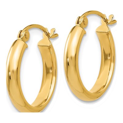 14K Yellow Gold 12mm Round Tube Hoop Earrings – view 3