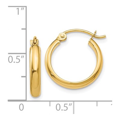 14K Yellow Gold 12mm Round Tube Hoop Earrings – view 5