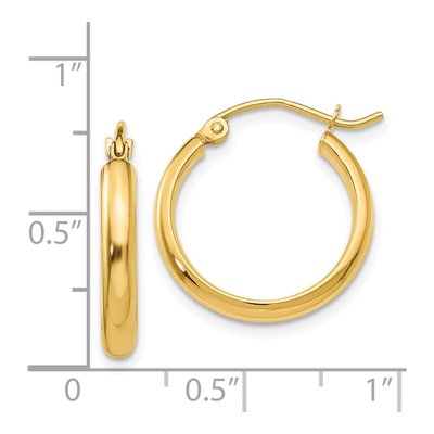 14K Yellow Gold 17mm Round Tube Hoop Earrings – view 5