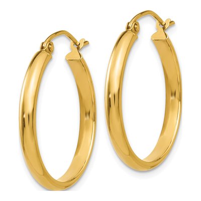 14K Yellow Gold 22mm Round Tube Hoop Earrings – view 3