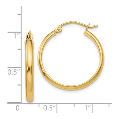 14K Yellow Gold 22mm Round Tube Hoop Earrings – view 5