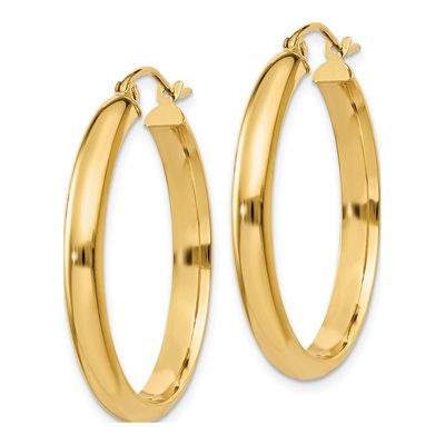 14K Yellow Gold 26mm Round Tube Hoop Earrings – view 3