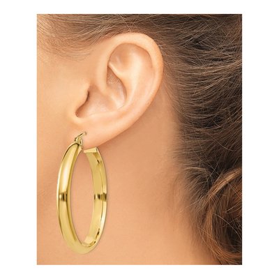 14K Yellow Gold 26mm Round Tube Hoop Earrings – view 4