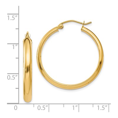 14K Yellow Gold 26mm Round Tube Hoop Earrings – view 5