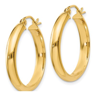 14K Yellow Gold 21mm Round Tube Hoop Earrings – view 3