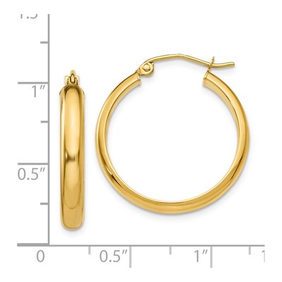 14K Yellow Gold 21mm Round Tube Hoop Earrings – view 5