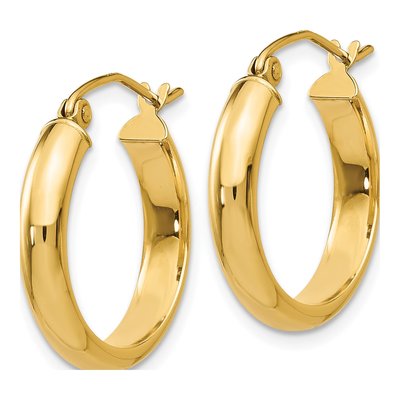 14K Yellow Gold 16mm Round Tube Hoop Earrings – view 3