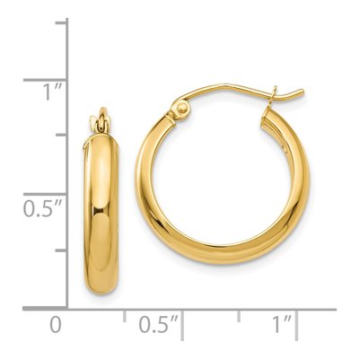 14K Yellow Gold 16mm Round Tube Hoop Earrings – view 5