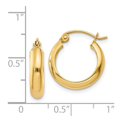 14K Yellow Gold 17mm Round Tube Hoop Earrings – view 5