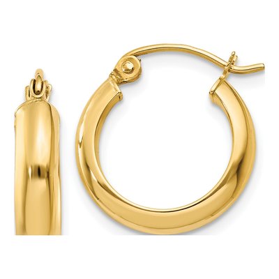 14K Yellow Gold 17mm Round Tube Hoop Earrings