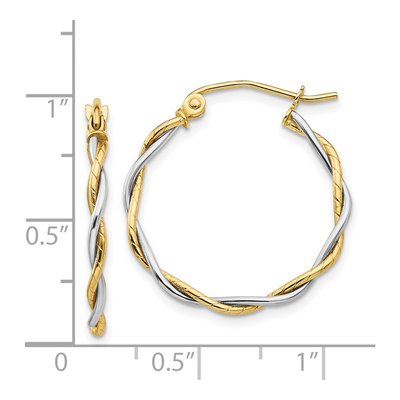 14K Two-Tone Gold 21mm Twisted Hoop Earrings – view 6