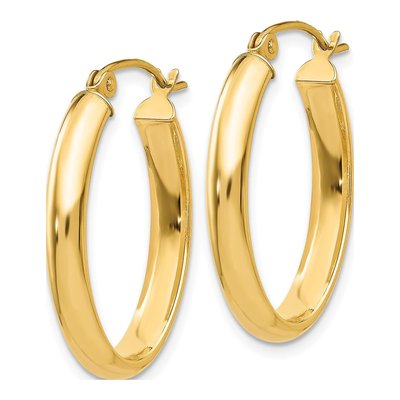 14K Yellow Gold Oval Tube Hoop Earrings – view 3