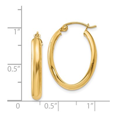 14K Yellow Gold Oval Tube Hoop Earrings – view 5