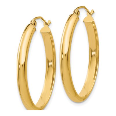 14K Yellow Gold Oval Tube Hoop Earrings – view 3