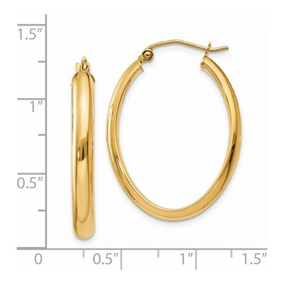 14K Yellow Gold Oval Tube Hoop Earrings – view 5