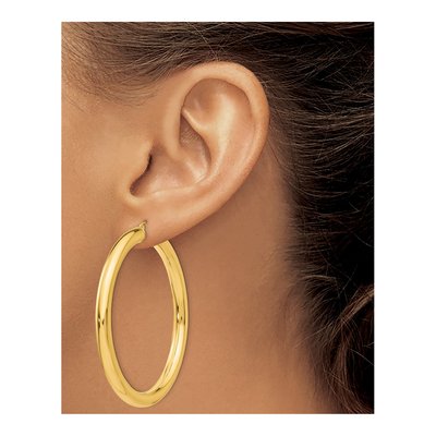 14K Yellow Gold 55mm Tube Hoop Earrings – view 3