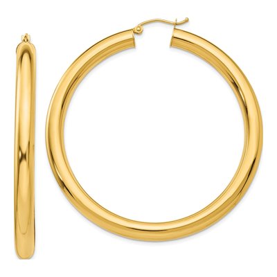 14K Yellow Gold 55mm Tube Hoop Earrings