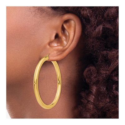 14K Yellow Gold 60mm Tube Hoop Earrings – view 4