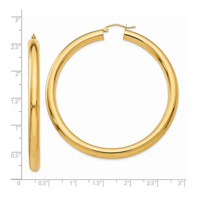 14K Yellow Gold 60mm Lightweight Tube Hoop Earrings – view 5