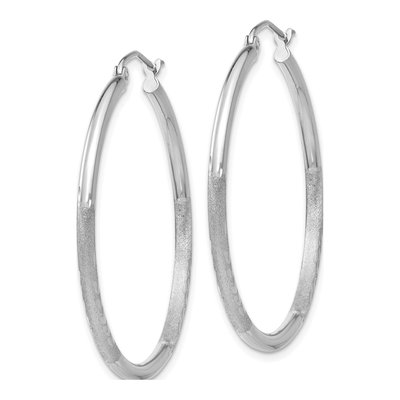 14K White Gold 35mm Diamond-Cut Hoop Earrings – view 2