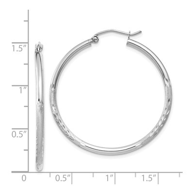 14K White Gold 35mm Diamond-Cut Hoop Earrings – view 4
