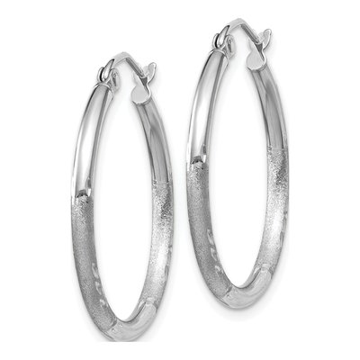 14K White Gold 25mm Diamond-Cut Tube Hoop Earrings – view 3