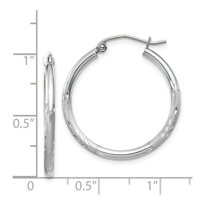 14K White Gold 25mm Diamond-Cut Tube Hoop Earrings – view 5