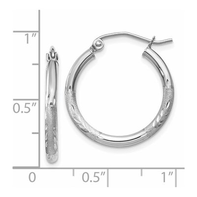 14K White Gold 20mm Diamond-Cut Hoop Earrings – view 5
