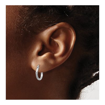 14K White Gold 13mm Diamond-Cut Hoop Earrings – view 3