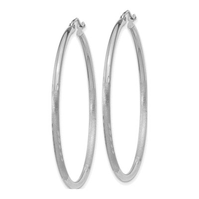 14K White Gold 45mm Diamond-Cut Tube Hoop Earrings – view 3
