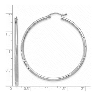 14K White Gold 45mm Diamond-Cut Tube Hoop Earrings – view 5