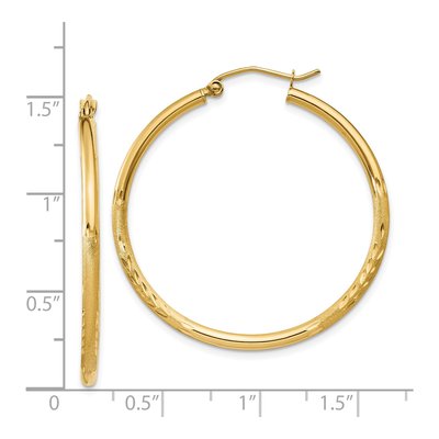 14K Yellow Gold 35mm Diamond-Cut Hoop Earrings – view 5