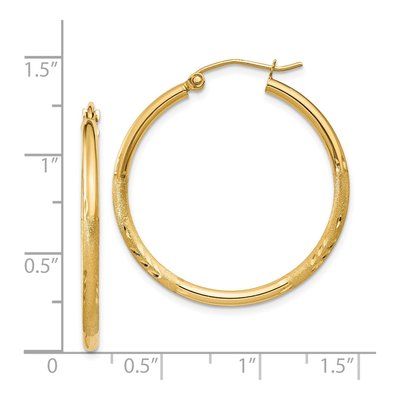 14K Yellow Gold 30mm Diamond-Cut Hoop Earrings – view 5