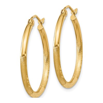 14K Yellow Gold 25mm Diamond-Cut Hoop Earrings – view 3