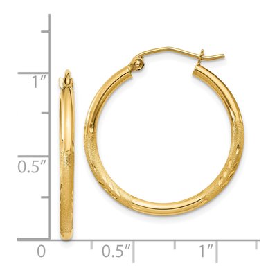 14K Yellow Gold 25mm Diamond-Cut Hoop Earrings – view 5