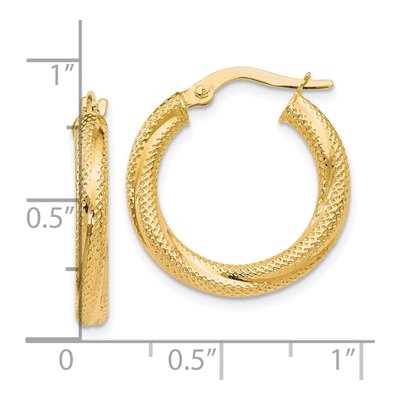 10K Yellow Gold 20mm Textured Hoop Earrings – view 5