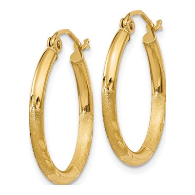 14K Yellow Gold 20mm Diamond-Cut Hoop Earrings – view 3