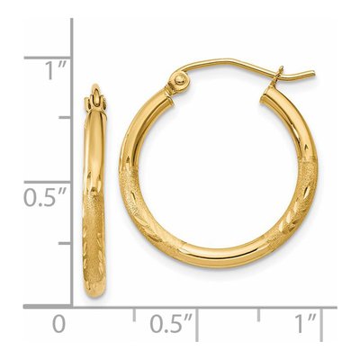 14K Yellow Gold 20mm Diamond-Cut Hoop Earrings – view 5