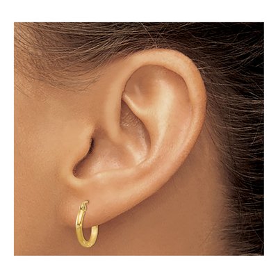 14K Yellow Gold 13mm Diamond-Cut Hoop Earrings – view 4