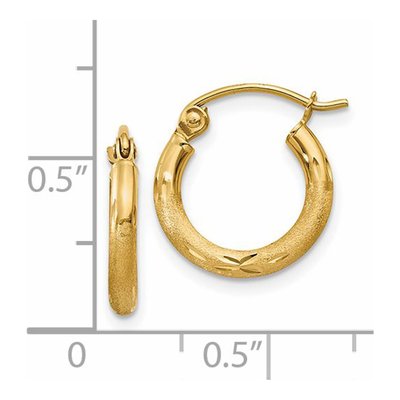 14K Yellow Gold 13mm Diamond-Cut Hoop Earrings – view 5