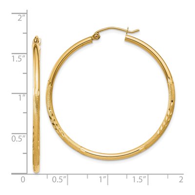 14K Yellow Gold 40mm Diamond-Cut Tube Hoop Earrings – view 5