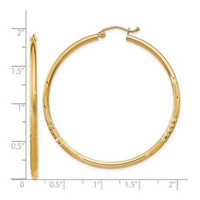 14K Yellow Gold 45mm Diamond-Cut Hoop Earrings – view 5