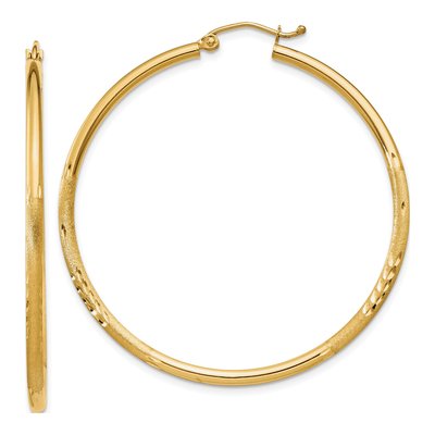 14K Yellow Gold 45mm Diamond-Cut Hoop Earrings