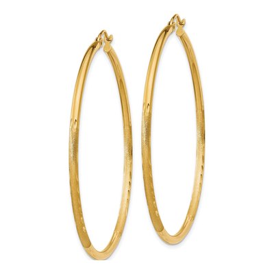 14K Yellow Gold 50mm Diamond-Cut Hoop Earrings – view 2