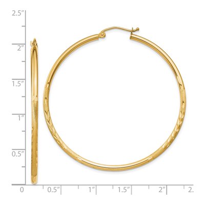 14K Yellow Gold 50mm Diamond-Cut Hoop Earrings – view 4