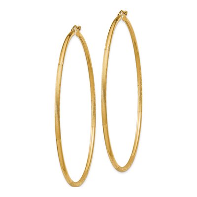 14K Yellow Gold 65mm Diamond-Cut Round Hoop Earrings – view 3