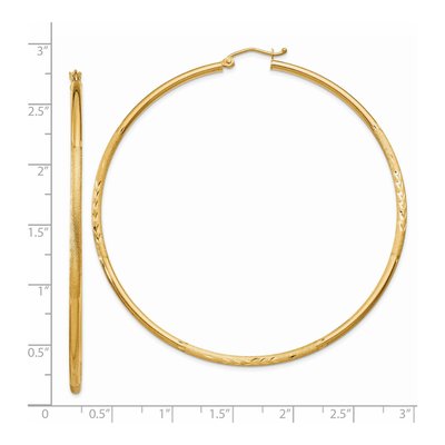 14K Yellow Gold 65mm Diamond-Cut Round Hoop Earrings – view 5